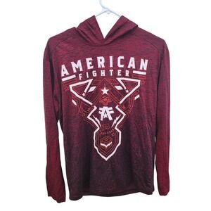 American Fighter Mens Large Burgundy Space Dye Hooded Graphic Hoodie Buckle